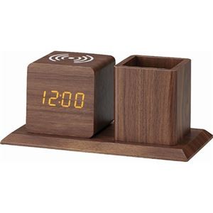 ペンホルダー付ワイヤレス充電クロック B9132018