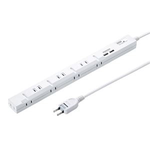 サンワサプライ スリムUSB充電機能付きタップ（2P・8個口・2m）