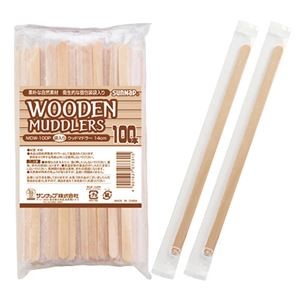 （まとめ） サンナップ ウッドマドラー 100本入 【×10セット】