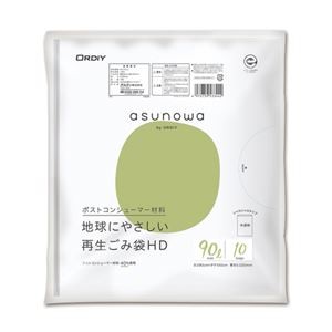 （まとめ） オルディ asunowa再生ごみ袋HD半透明 90L 10枚入 【×10セット】