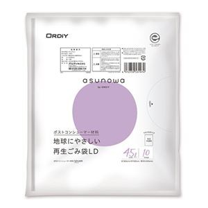 （まとめ） オルディ asunowa 再生ごみ袋LD乳白半透明（10枚入） 【×10セット】