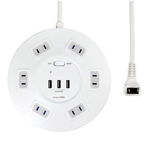 朝日電器 丸形集中スイッチ付USBタップ