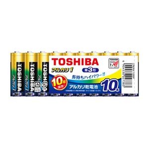 （まとめ） 東芝 アルカリ乾電池 アルカリ1 単3 10本まとめパック 【×3セット】