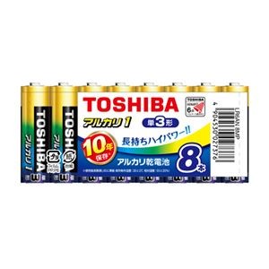 （まとめ） 東芝 アルカリ乾電池 アルカリ1 単3 8本まとめパック 【×5セット】