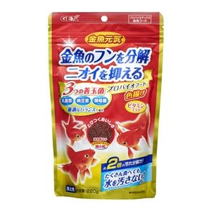 （まとめ）金魚元気 プロバイオフード色揚げ 220g 金魚用フード 【×3セット】