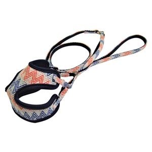 （まとめ）岡野製作所 シェブロンソフトハーネスリード 3S ネイビー 犬具／リード 【×2セット】