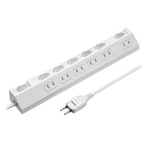 サンワサプライ 節電タップ 形状2P 6個口 1m ホワイト TAP-S30-1W