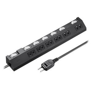サンワサプライ 節電タップ 形状2P 6個口 2m ブラック TAP-S30-2BK