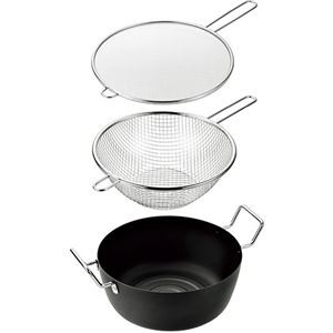 よこやま 燕熟の技 天ぷら鍋22cm＆手付きフライヤー22cm＆フライヤー油はねガード24cm EJTF-800