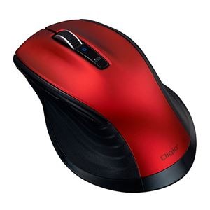 Digio デジオ F_line Bluetooth静音5ボタンBlueLEDマウス Lサイズ レッド MUS-BKF149R