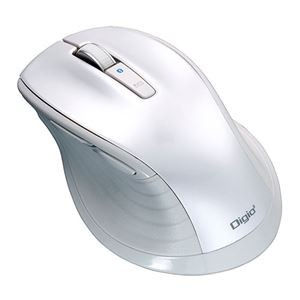 Digio デジオ F_line Bluetooth静音5ボタンBlueLEDマウス Lサイズ ホワイト MUS-BKF149W