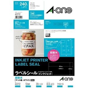 エーワン ラベルシールIJ超耐水マット12面62212 20枚