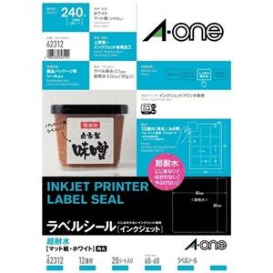 エーワン ラベルシールIJ超耐水マット12面62312 20枚