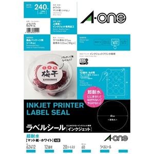 エーワン ラベルシールIJ超耐水マット12面62412 20枚