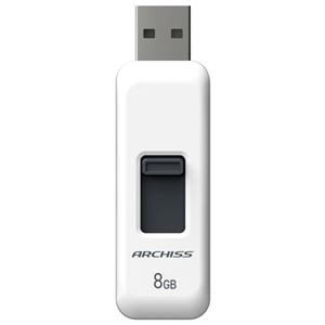 【まとめ】 ARCHISS スライド式USBメモリ 8GB AS-008GU2-PSW 【×3セット】