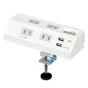 朝日電器 集中SW付デスクUSBタップWLS-DS4232SUA(W)