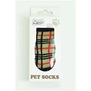 （まとめ）L'ange ペットソックス4足セット check beige L 犬用靴下【×2セット】