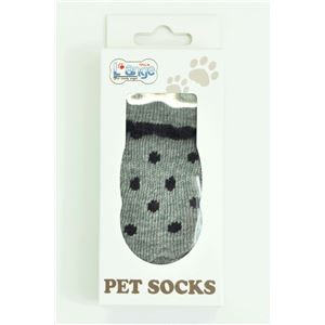 （まとめ）L'ange ペットソックス4足セット frill gray XL 犬用靴下【×2セット】