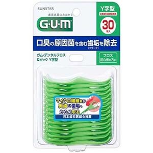 (まとめ) ガムデンタルフロス＆ピック Y字型30本 【×5セット】