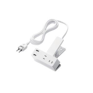 エレコム 電源タップ 延長コード USB付き 2.5m クリップ式 雷ガード ホワイト T-U05-3225WH