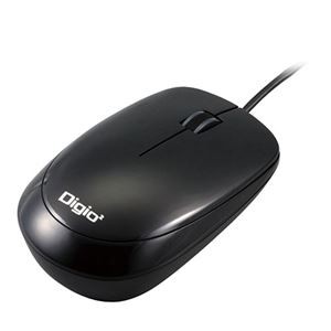 【5個セット】 Digio デジオ 有線3ボタンオプティカルマウス ブラック MUS-UKT91BKX5