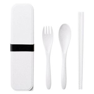 【3点セット×5セット】 カトラリーセット バンブーファイバー入タイプ ホワイト 22455706X5