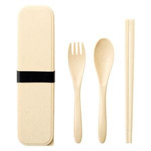 【3点セット×5セット】 カトラリーセット バンブーファイバー入タイプ ナチュラル 22455707X5