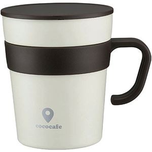 カクセー cococafe ココカフェ 真空二重取手付マグカップ250ml ホワイト CC-16