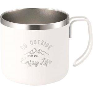 キャプテンスタッグ モンテ ダブルステンレスマグカップ350 ホワイト UE-3430