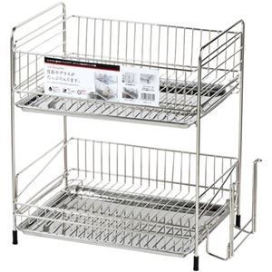 パール金属 アットアクア ステンレス製水切りラック2段 HB-3934