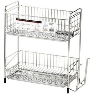 パール金属 アットアクア ステンレス製水切りラック2段 スリム HB-3935