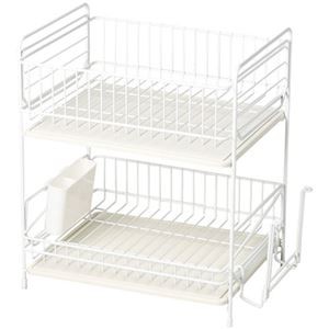 パール金属 スキット 珪藻土トレー水切りラック2段 ホワイト HB-4987