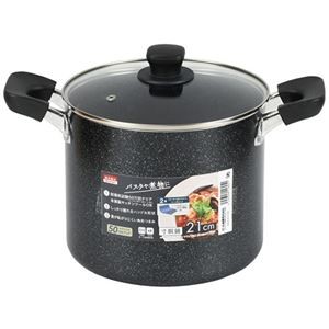パール金属 ママディナーアルファ マーブルダイヤモンド IH対応ガラス蓋付寸胴鍋21cm HB-5895