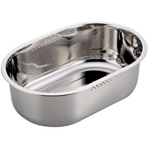 パール金属 アットアクア ステンレス製スリム小判型洗桶37.5×25.5cm ゴム足付 HB-4149