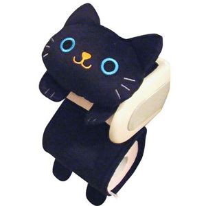 明邦 ねこのトイレロールペーパーホルダー クロ ME368