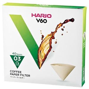 【10セット】 HARIO V60用ペーパーフィルター03M 1～6杯用 40枚入 VCF-03-40MX10