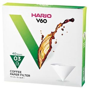 【10セット】 HARIO V60用ペーパーフィルター03W 1～6杯用 40枚入 VCF-03-40WX10