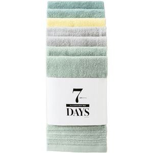【5セット】 本多タオル 7DAYS 1週間のフェイスタオル 7枚組 34×78cm グリーン HT-44665X5