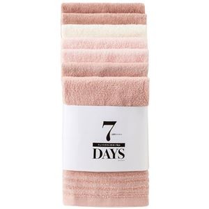 【5セット】 本多タオル 7DAYS 1週間のフェイスタオル 7枚組 34×78cm ピンク HT-44672X5