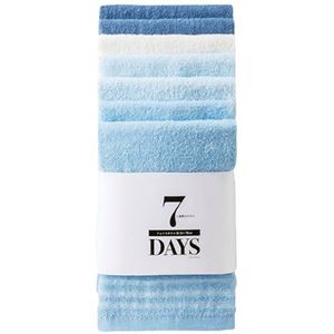 【5セット】 本多タオル 7DAYS 1週間のフェイスタオル 7枚組 34×78cm ブルー HT-44696X5