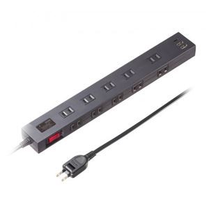 サンワサプライ USB充電機能付きタップ 10個口 ブラック 3m TAP-SP2110NUC-3BK