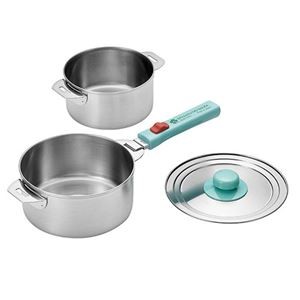 よこやま 燕熟の技 クワトロ ステンレス鍋14cm&16cm 着脱ハンドル 兼用蓋付き EJQ-800