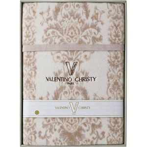 ヴァレンティノ・クリスティー ジャカード織カシミヤ入りウール毛布(毛羽部分) 140×200cm L9050604