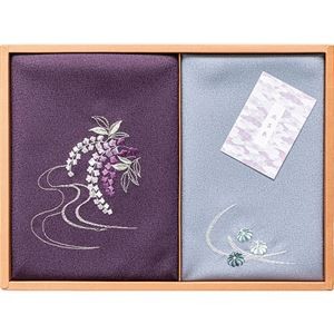 洛北 刺繍入り二巾風呂敷&刺繍入り金封包み 紫 二巾風呂敷71×70cm、金封包み38×37cm B1073630