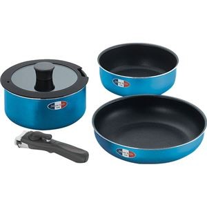 ジャンヌ・エコール 着脱ハンドル鍋3点セット フライパン26cm・ディープパン20cm・ポット20cm(2.8L)・20cm蓋・ハンドル×各1 B1141530