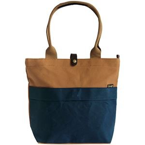 そだてる帆布Grough パラフィン加工帆布×レザー トートバッグ ネイビー×ブラウン 本体36(底面25)×10×30cm C6042620