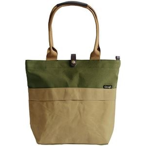 そだてる帆布Grough パラフィン加工帆布×レザー トートバッグ ベージュ×カーキ 本体36(底面25)×10×30cm C6042637