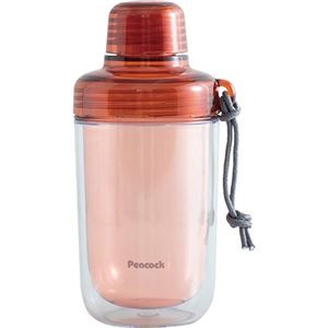 ピーコック クリアボトル(ダブルウォール)キャップタイプ340ml ブリック 8.8×7.9×17.3cm C6129806
