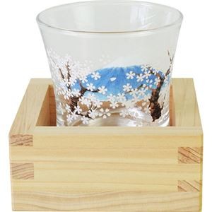 冷感桝酒グラス 富士桜 グラス(φ6.5×6.5cm)・枡(8×8×3.5cm)×各1 C6107566