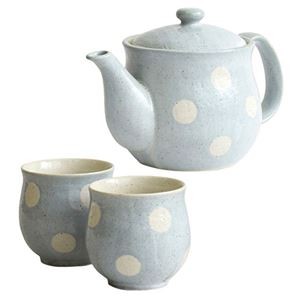 サボン水玉茶器揃 湯呑(φ6.6×7cm)×2、ポット(17.3×9.4×11cm・200ml)×1 B1012529